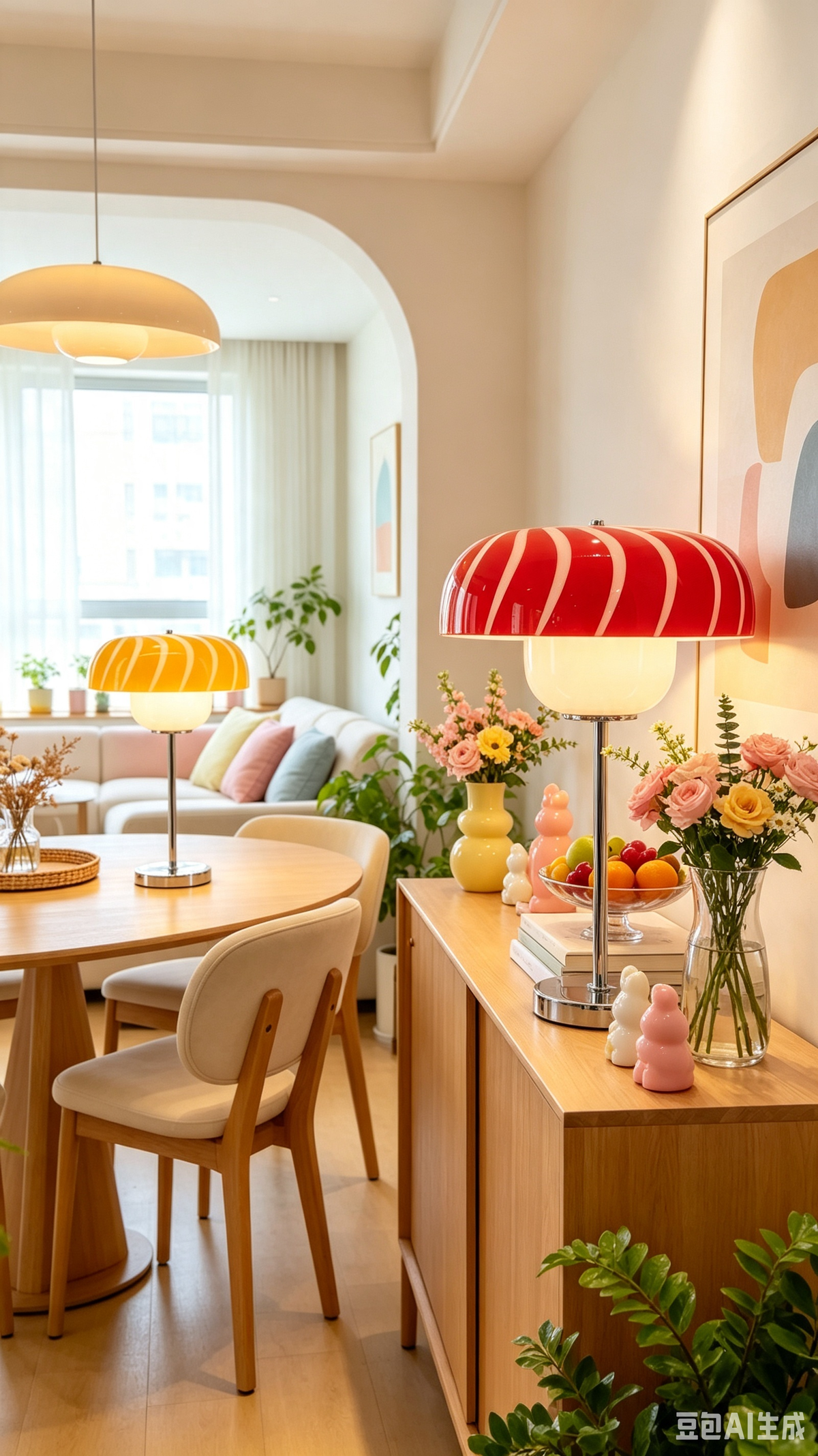 Candy Stripe Mushroom Table Lamp