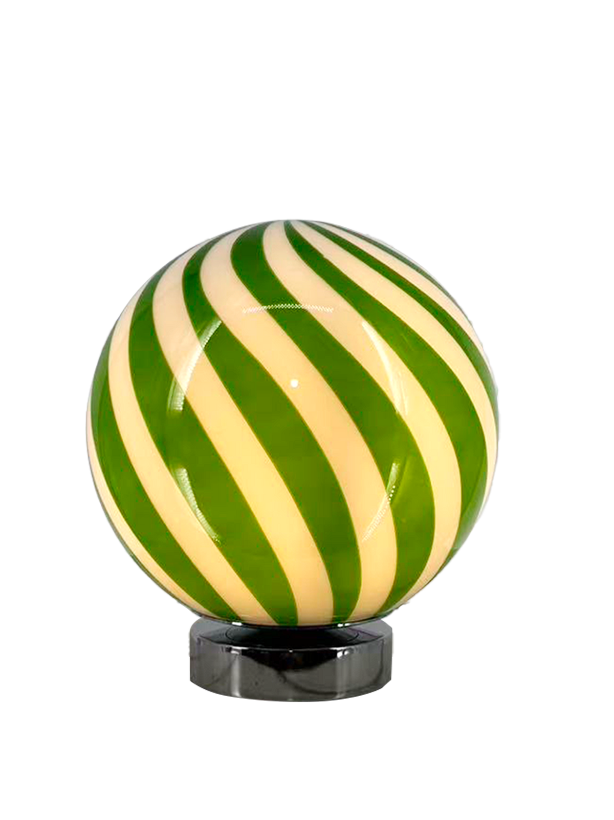 Candy Striped Glass Globe Table Lamp