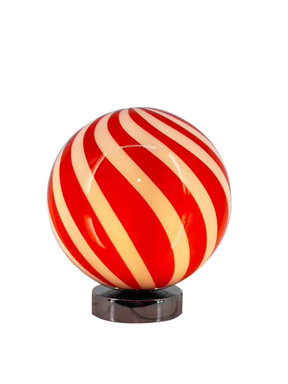 Candy Striped Glass Globe Table Lamp