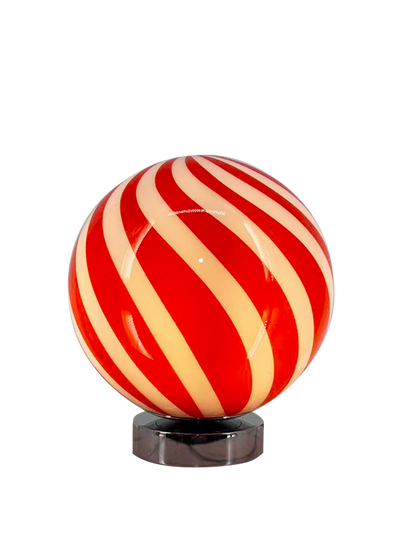 Candy Striped Glass Globe Table Lamp