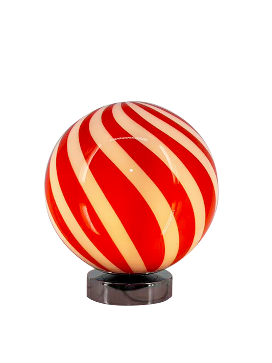 Candy Striped Glass Globe Table Lamp
