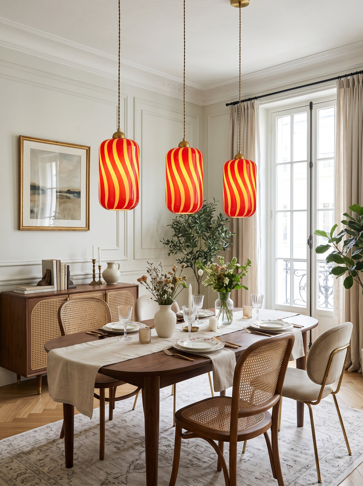 Candy Striped Glass Pendant Light