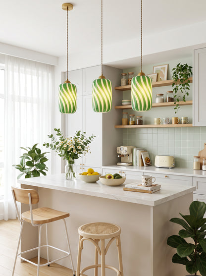 Candy Striped Glass Pendant Light