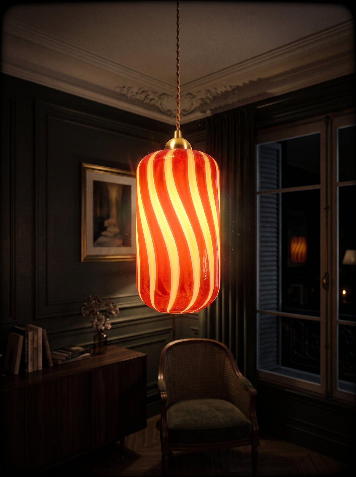 Candy Striped Glass Pendant Light