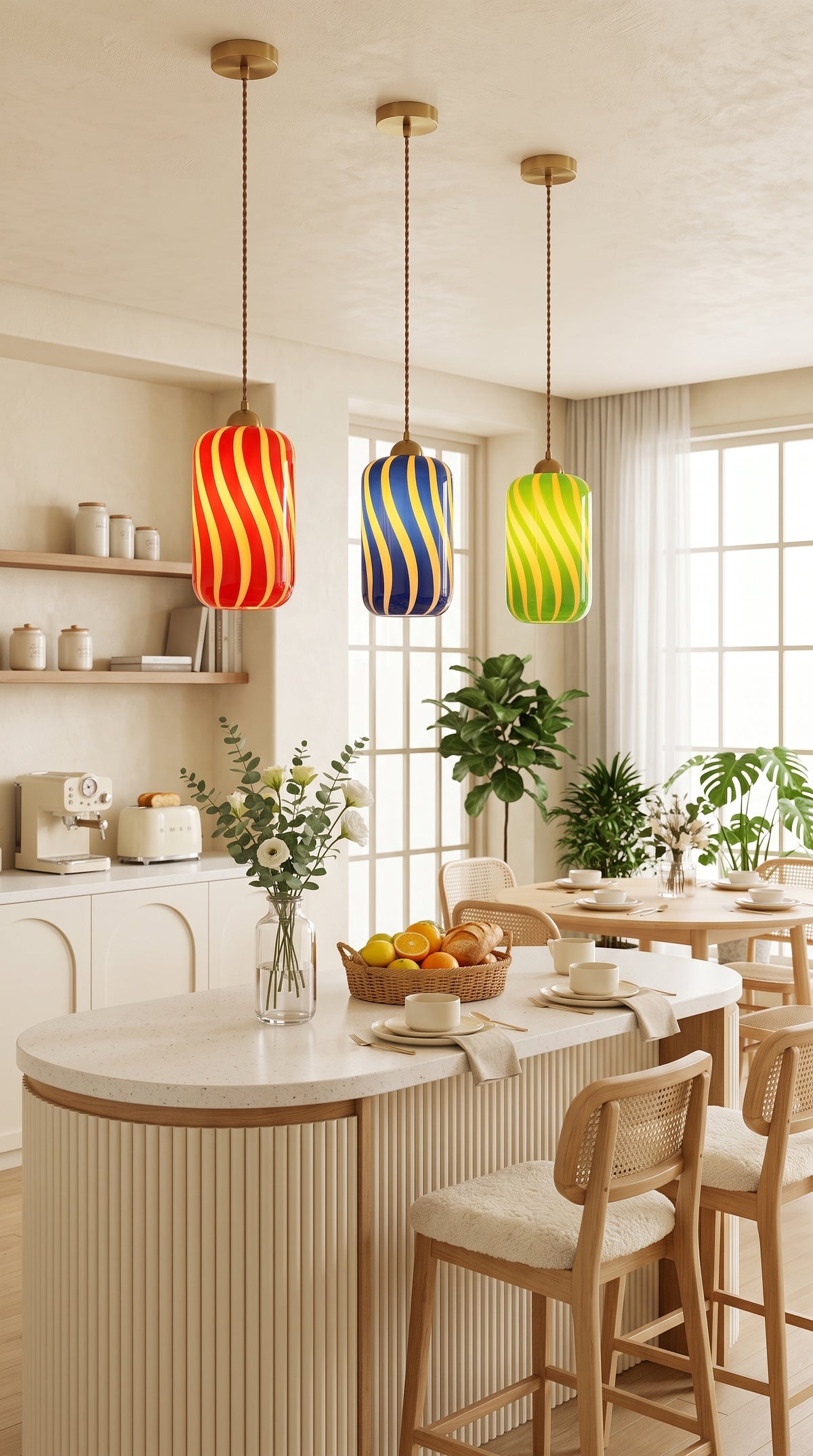 Candy Striped Glass Pendant Light