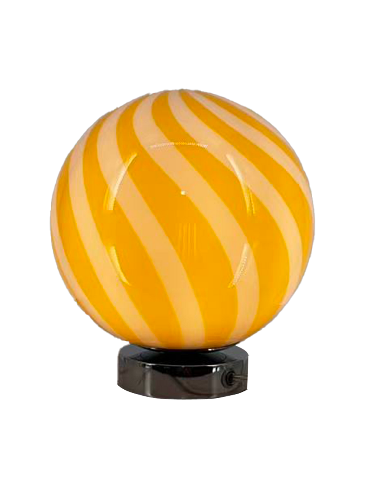 Candy Striped Glass Globe Table Lamp