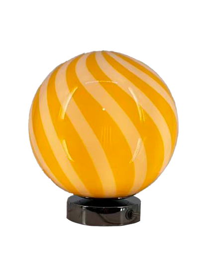 Candy Striped Glass Globe Table Lamp