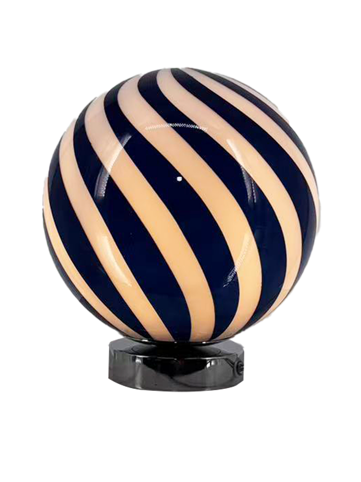 Candy Striped Glass Globe Table Lamp