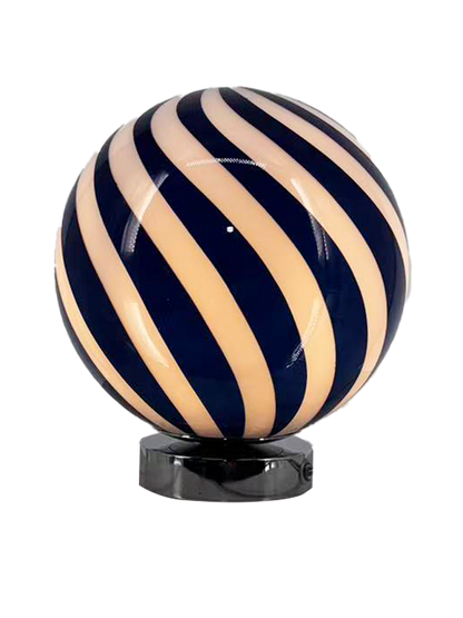 Candy Striped Glass Globe Table Lamp